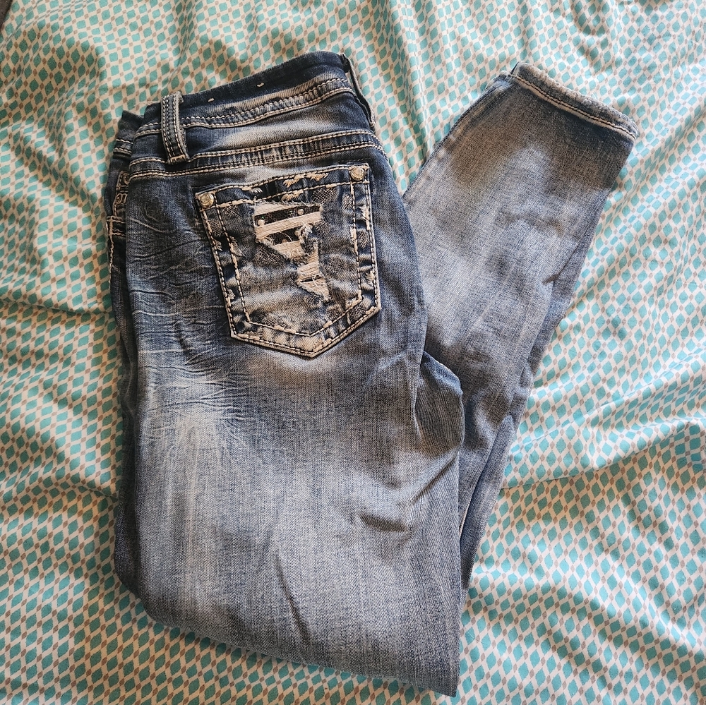 Miss Me Blue Distressed Skinny Jeans